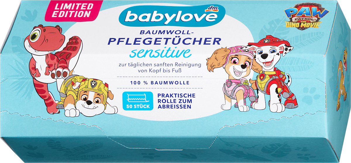 babylove Pflegetücher Paw Patrol Sensitiv Baumwolle, 50 St