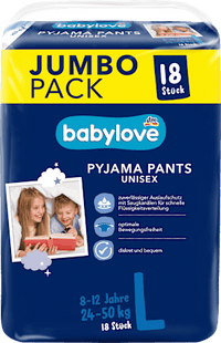 Pyjamabroek maat L Jumbo Pack, 8-12 jaar (24-50 kg), 18 stuks