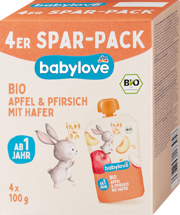Quetschie Apfel & Pfirsich mit Hafer ab 1 Jahr (4x100 g), 400 g