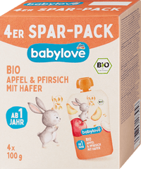 Quetschie Apfel & Pfirsich mit Hafer ab 1 Jahr (4x100 g), 400 g