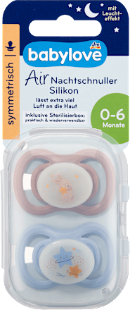 Fopspeen Air Night Siliconen symmetrisch, blauw/roze, 0-6 maanden, 2 stuks