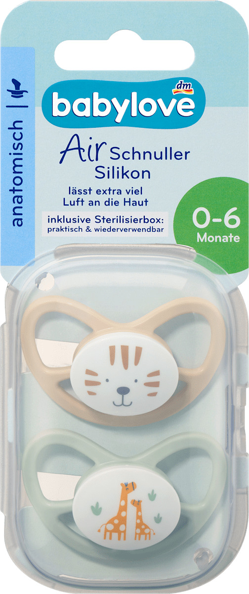 babylove Tétine Air Silicone anatomique, beige/vert menthe,  T. 1, 0-6 mois, 2 pcs