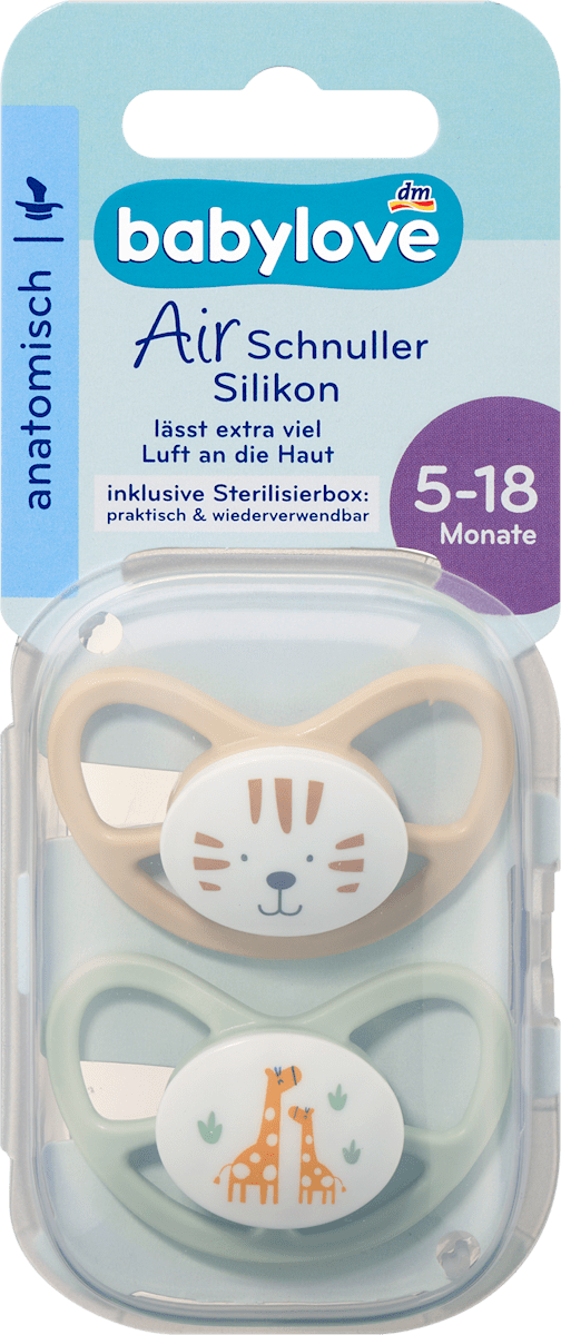 babylove Schnuller Air Silikon anatomisch, beige/mintgrün,  Gr. 2, 5-18 Monate, 2 St