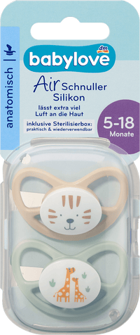 babylove Schnuller Air Silikon anatomisch, beige/mintgrün,  Gr. 2, 5-18 Monate, 2 St