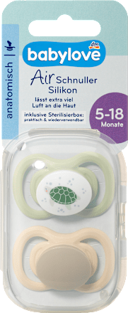Schnuller Air Silikon anatomisch, braun/grün, Gr.2, 5-18 Monate, 2 St babylove