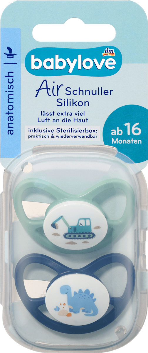 babylove Schnuller Air Silikon anatomisch, mintgrün/blau,  Gr. 3, ab 16 Monaten, 2 St
