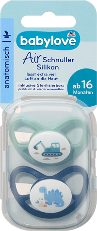 babylove Schnuller Air Silikon anatomisch, mintgrün/blau,  Gr. 3, ab 16 Monaten, 2 St
