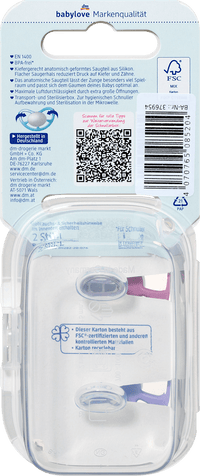 babylove Schnuller Air Silikon anatomisch, rosa/lila,  Gr. 1, 0-6 Monate, 2 St