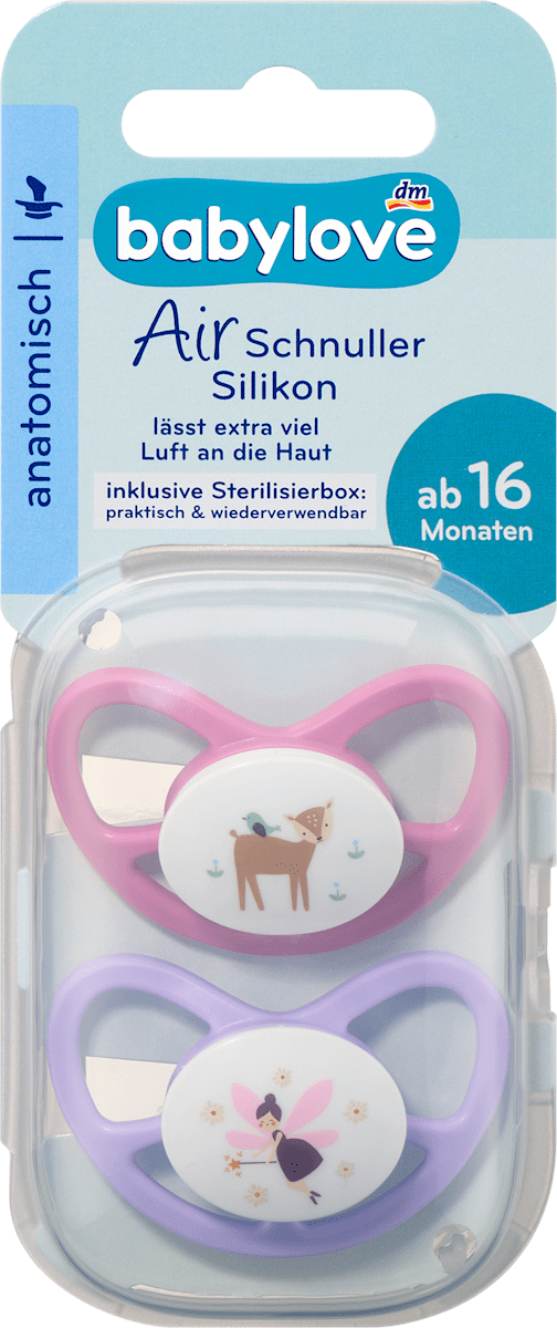 Schnuller Air Silikon anatomisch, rosa/lila,  Gr. 3, ab 16 Monaten, 2 St