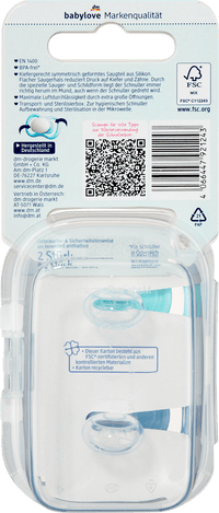 babylove Schnuller Air Silikon symmetrisch, blau, 5-18 Monate, 2 St