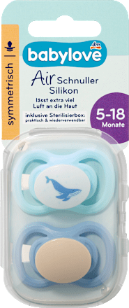 Schnuller Air Silikon symmetrisch, blau, 5-18 Monate, 2 St