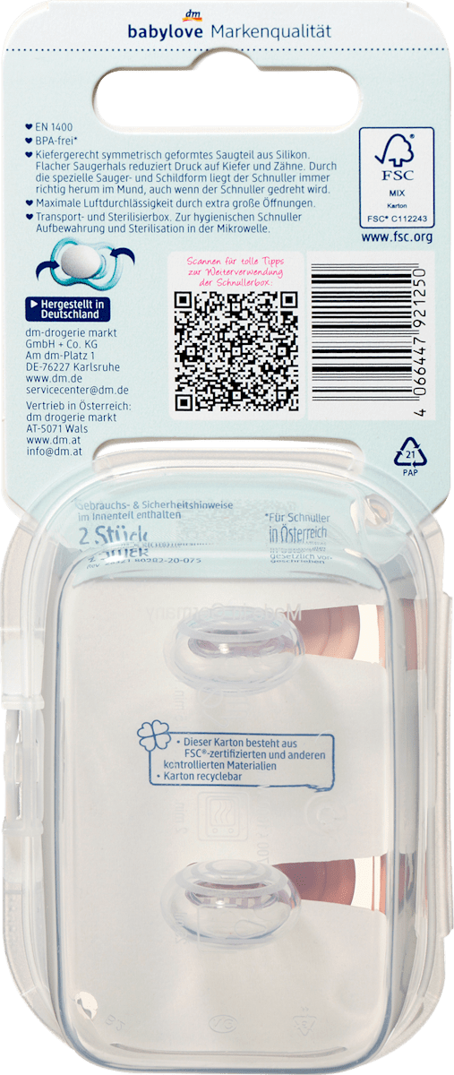 babylove Schnuller Air Silikon symmetrisch, blau, ab 16 Monaten, 2 St
