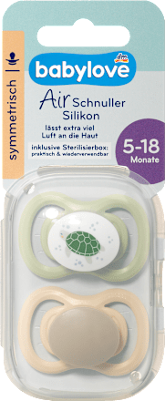 Schnuller Air Silikon symmetrisch, braun/grün, Gr.2, 5-18 Monate, 2 St babylove