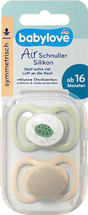 Schnuller Air Silikon symmetrisch, braun/grün, Gr.3, ab 16 Monate, 2 St babylove