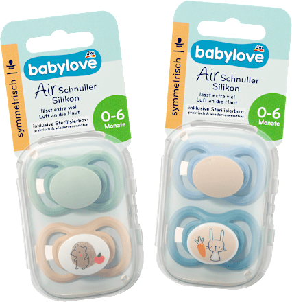 Schnuller Air Silikon symmetrisch, mint/beige & blau/petrol, Gr. 1, 0-6 Monate, 4 St