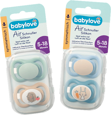 Schnuller Air Silikon symmetrisch, mint/beige & blau/petrol, Gr. 2, 5-18 Monate, 4 St
