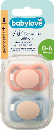 Schnuller Air Silikon symmetrisch, rosa/blau, 0-6 Monate, 2 St