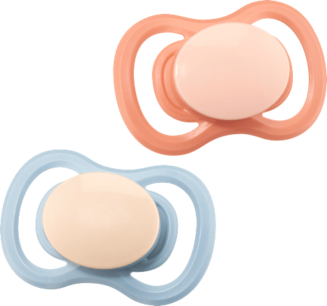 Schnuller Air Silikon symmetrisch, rosa/blau, 0-6 Monate, 2 St