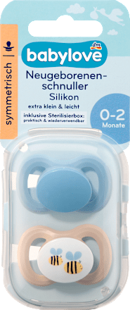 Schnuller für Neugeborene Silikon symmetrisch, blau/beige, 2 St