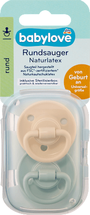 Schnuller Latex rund, creme/grün, von Geburt an, 2 St
