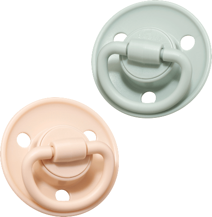 Schnuller Latex rund, creme/grün, von Geburt an, 2 St