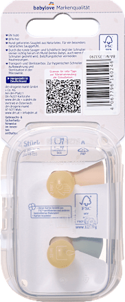 Schnuller Latex rund, Gr 1, beige/mint, von Geburt an, 2 St
