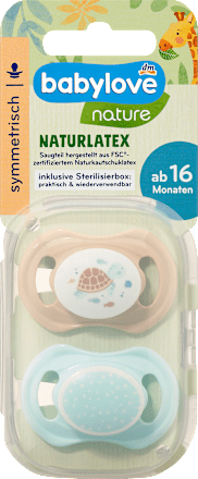 Symmetrische latex fopspeen, bruin/mint, vanaf 16 maanden, 2 stuks