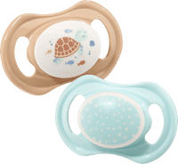 Symmetrische latex fopspeen, bruin/mint, vanaf 16 maanden, 2 stuks