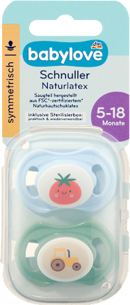 Schnuller Naturlatex, symmetrisch blau/petrol,  Gr. 2, 5-18 Monate, 2 St