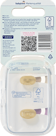 Schnuller Naturlatex, symmetrisch blau/petrol,  Gr. 2, 5-18 Monate, 2 St