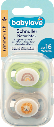 Schnuller Naturlatex symmetrisch, grün/taupe, Gr. 3, ab 16 Monaten, 2 St