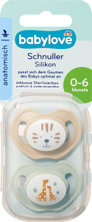 Schnuller Silikon anatomisch, beige/mint, Gr. 1, 0-6 Monate, 2 St