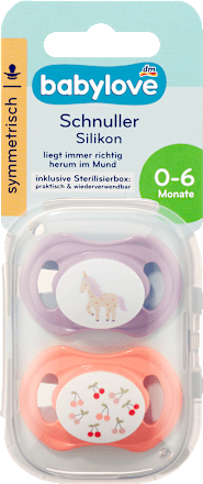 Schnuller Silikon symmetrisch, lila/rosa, Gr. 1, 0-6 Monate, 2 St
