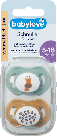 Schnuller Silikon symmetrisch, ocker/mint, 5-18 Monate, 2 St babylove