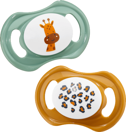 Schnuller Silikon symmetrisch, ocker/mint, 5-18 Monate, 2 St babylove
