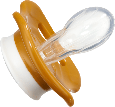 Schnuller Silikon symmetrisch, ocker/mint, 5-18 Monate, 2 St babylove