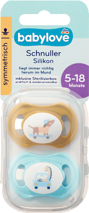 Schnuller Silikon symmetrisch, ocker/türkis, Gr. 2, 5-18 Monate, 2 St