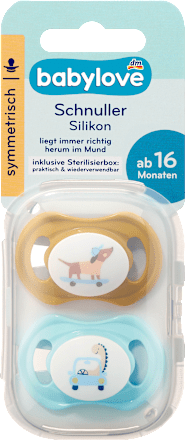 Schnuller Silikon symmetrisch ocker/türkis, Gr. 3, ab 16 Monaten, 2 St