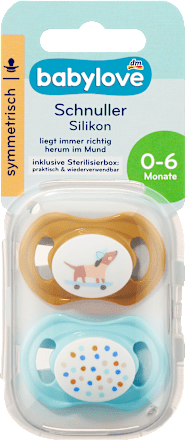 Schnuller Silkon symmetrisch, ocker/türkis, Gr. 1, 0-6 Monate, 2 St