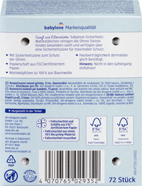 babylove Coton-tiges de sécurité, 72 pcs