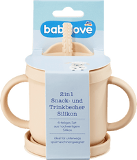 Snack- en drinkbeker 2-in-1 siliconen, beige, 1 stuk