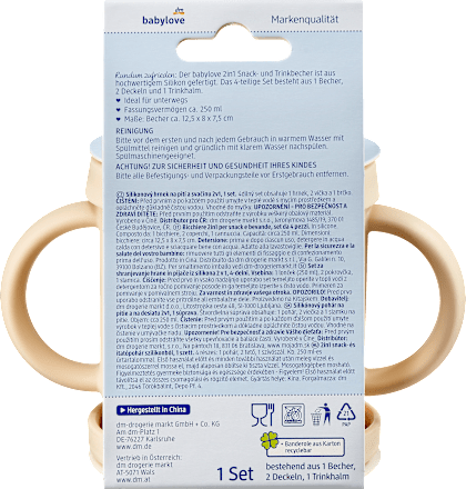 Snack- en drinkbeker 2-in-1 siliconen, beige, 1 stuk
