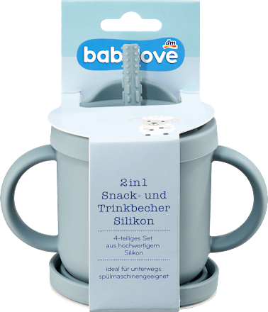 Snack- en drinkbeker 2-in-1 siliconen blauw, 1 stuk