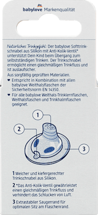 Soft-Trinkschnabel aus Silikon, Größe 2, ab 6 Monaten, 1 St babylove