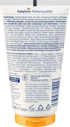 Sonnencreme Baby ultra sensitive LSF 50+, 75 ml babylove