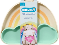 Teller Silikon mit Trennschale Regenbogen mint/creme, 1 St