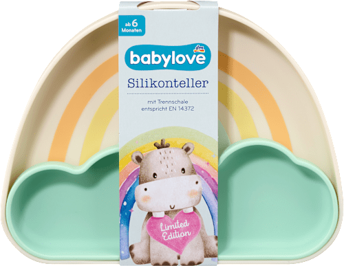 Teller Silikon mit Trennschale Regenbogen mint/creme, 1 St