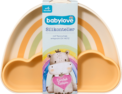 Teller Silikon mit Trennschale Regenbogen orange/creme, 1 St