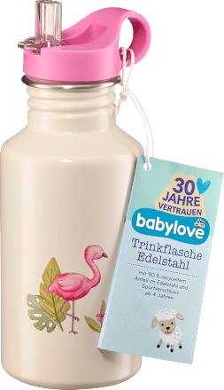 Trinkflasche Kinder Edelstahl beige Flamingo, 1 St