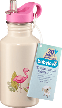 Trinkflasche Kinder Edelstahl beige Flamingo, 1 St